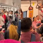 Viral Video Women interrupted a girl talking on the phone in Delhi Metro