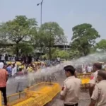 Water cannon used during protest demanding water in Delhi